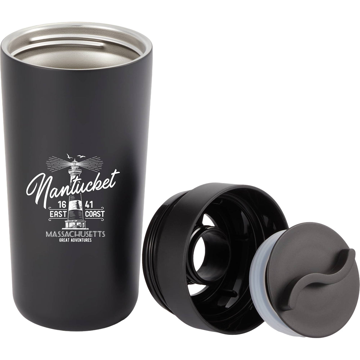 Maddie Tumbler with Leakproof 360 Lid, 16 oz - Black - Front