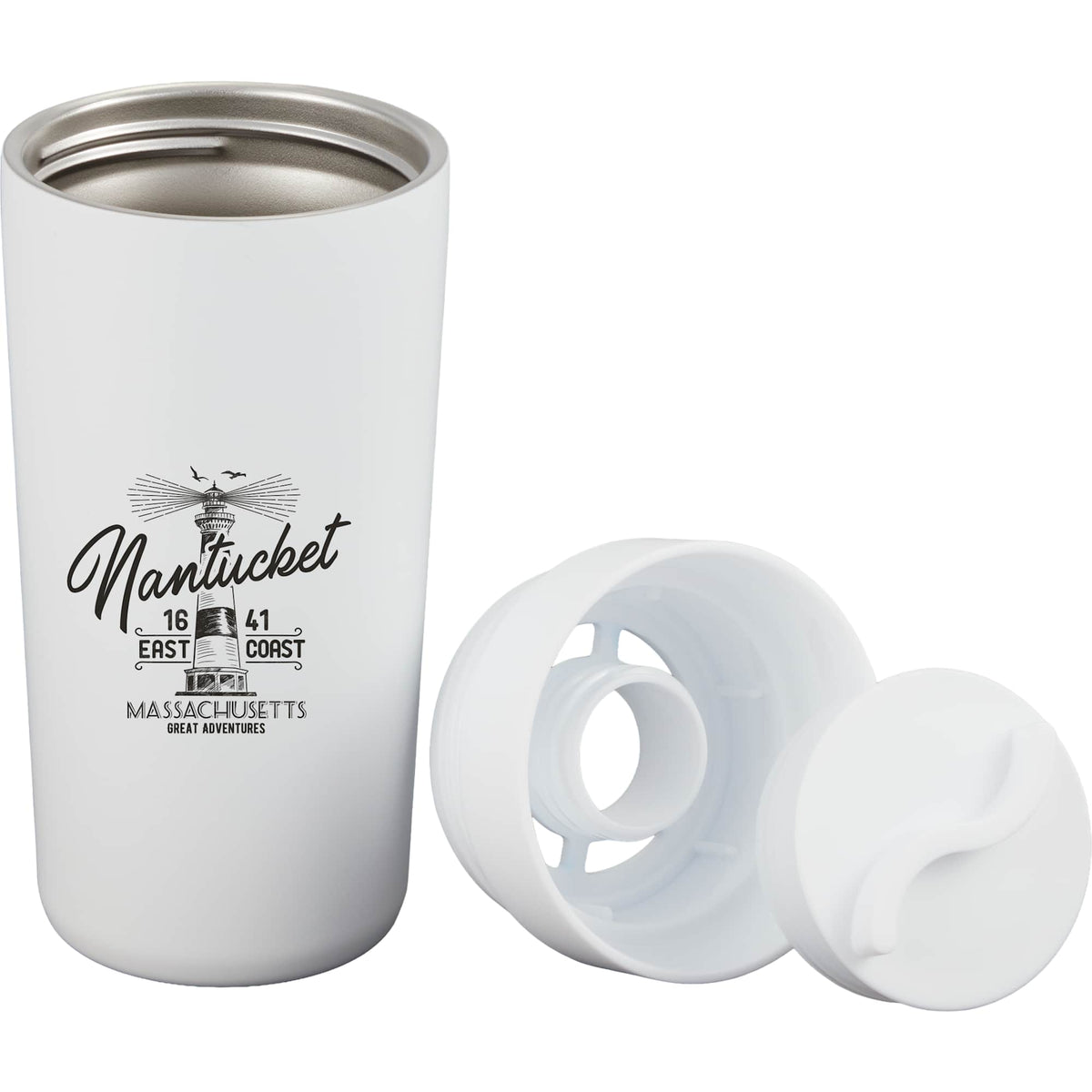 Maddie Tumbler with Leakproof 360 Lid, 16 oz - White - Front