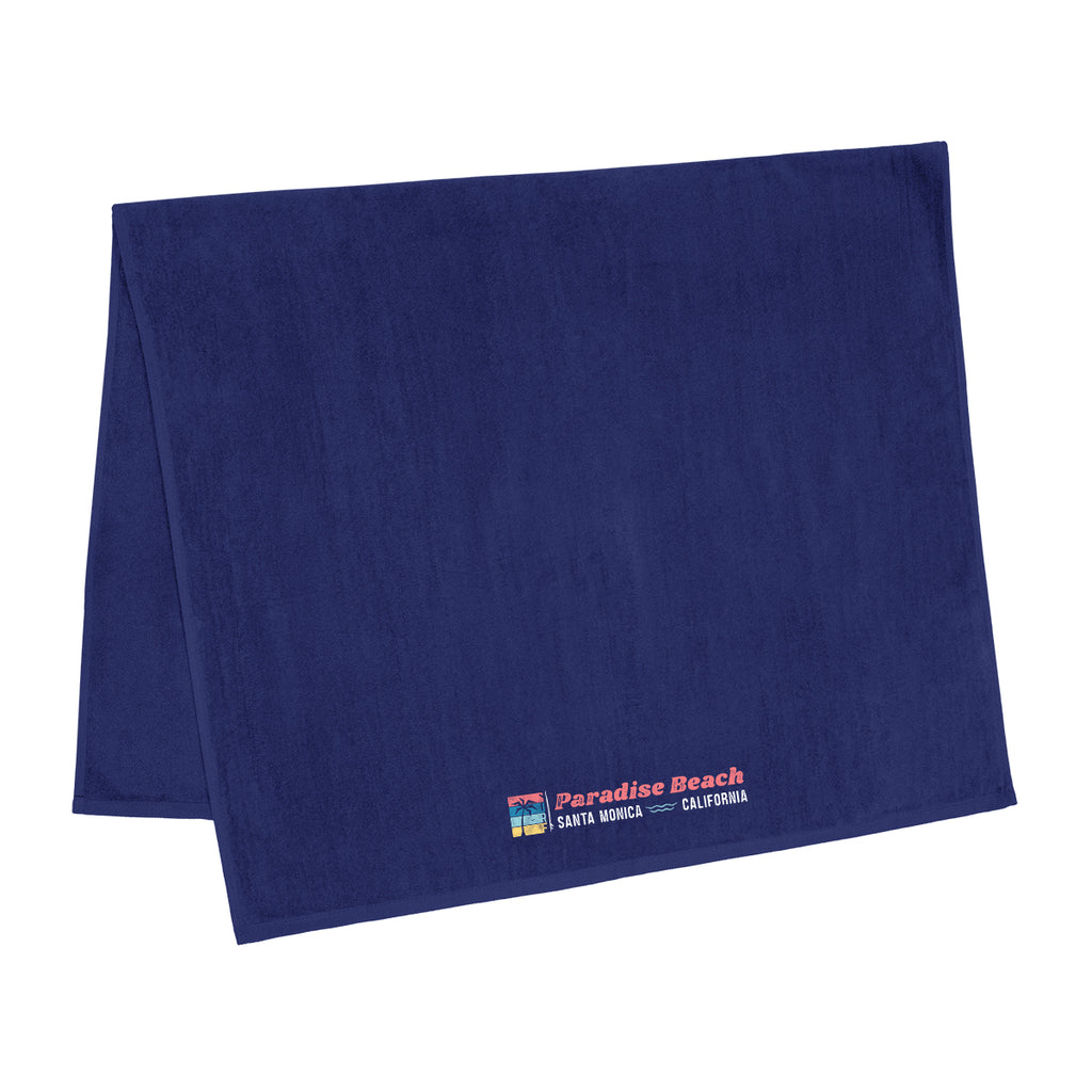 Madeira Cotton Beach Towel, Mid-Weight Embroidery - Dark Blue - Colorbrite