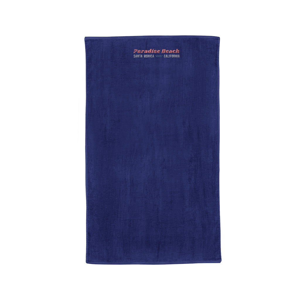 Madeira Cotton Beach Towel, Mid-Weight Embroidery - Dark Blue - Embroidery