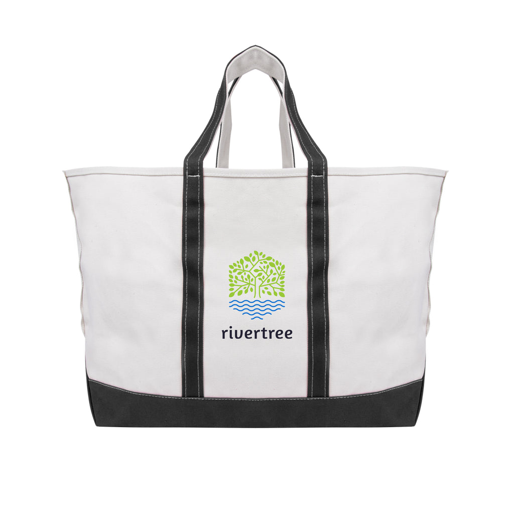 Madelyn Cotton Canvas Tote Bag, 24 oz - Natural with Black - Colorbrite