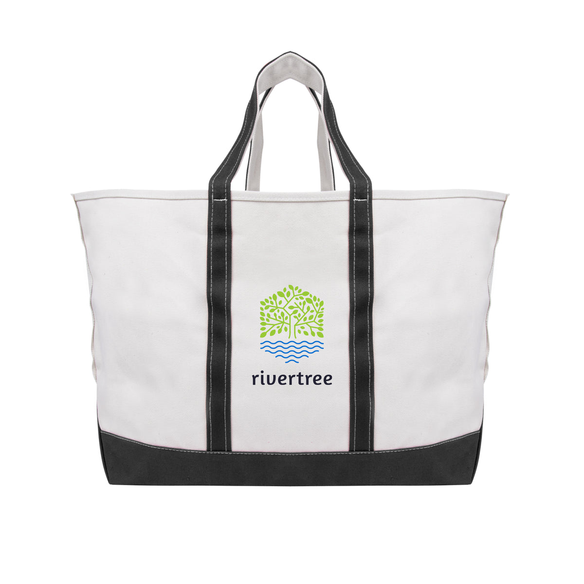 Madelyn Cotton Canvas Tote Bag, 24 oz - Natural with Black - Colorbrite