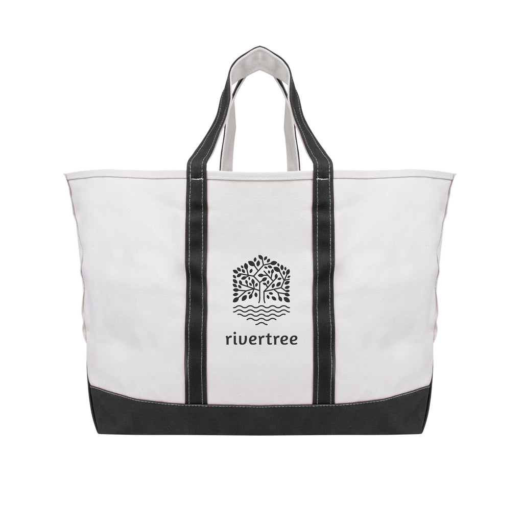 Madelyn Cotton Canvas Tote Bag, 24 oz - Natural with Black - Silk Screen