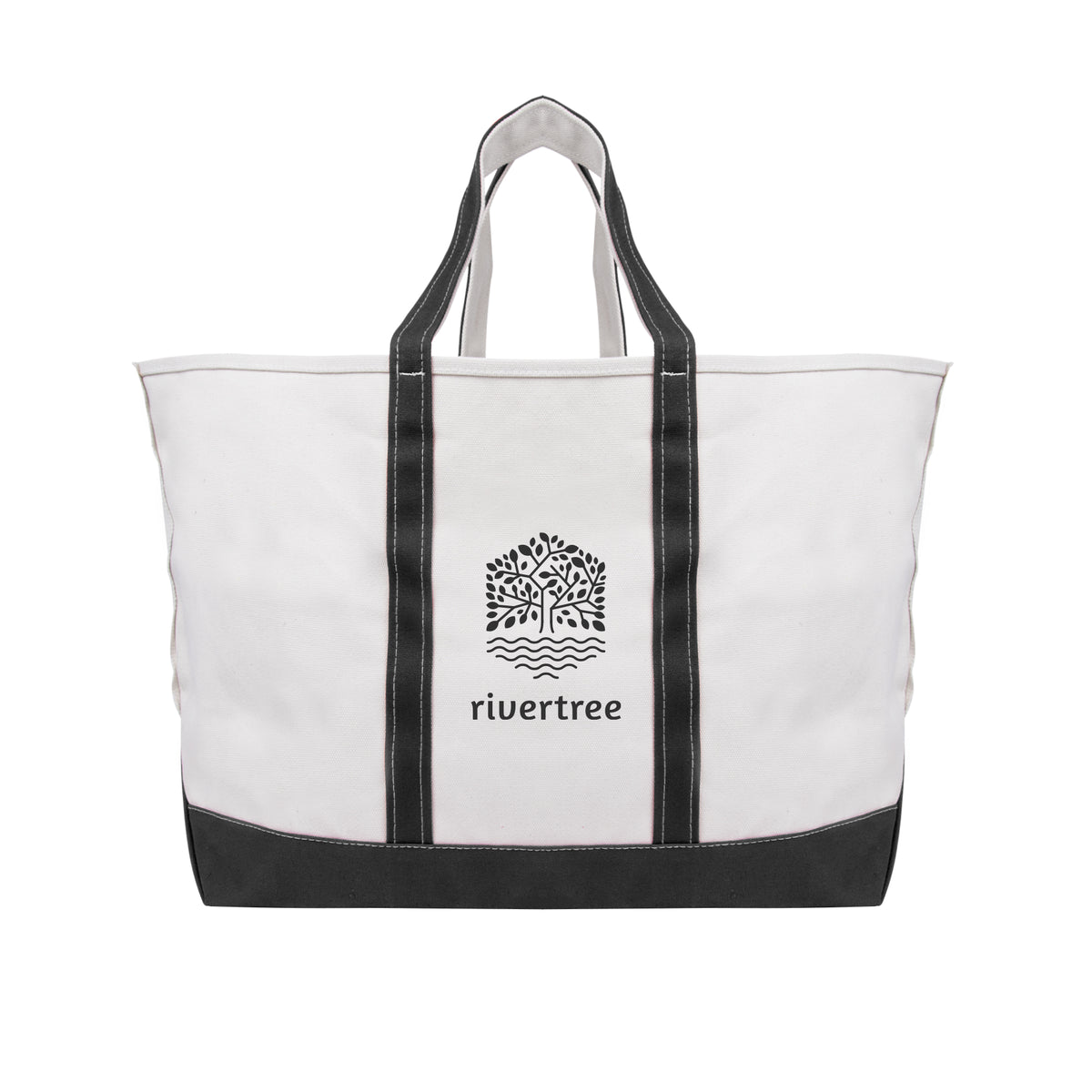 Madelyn Cotton Canvas Tote Bag, 24 oz - Natural with Black - Silk Screen