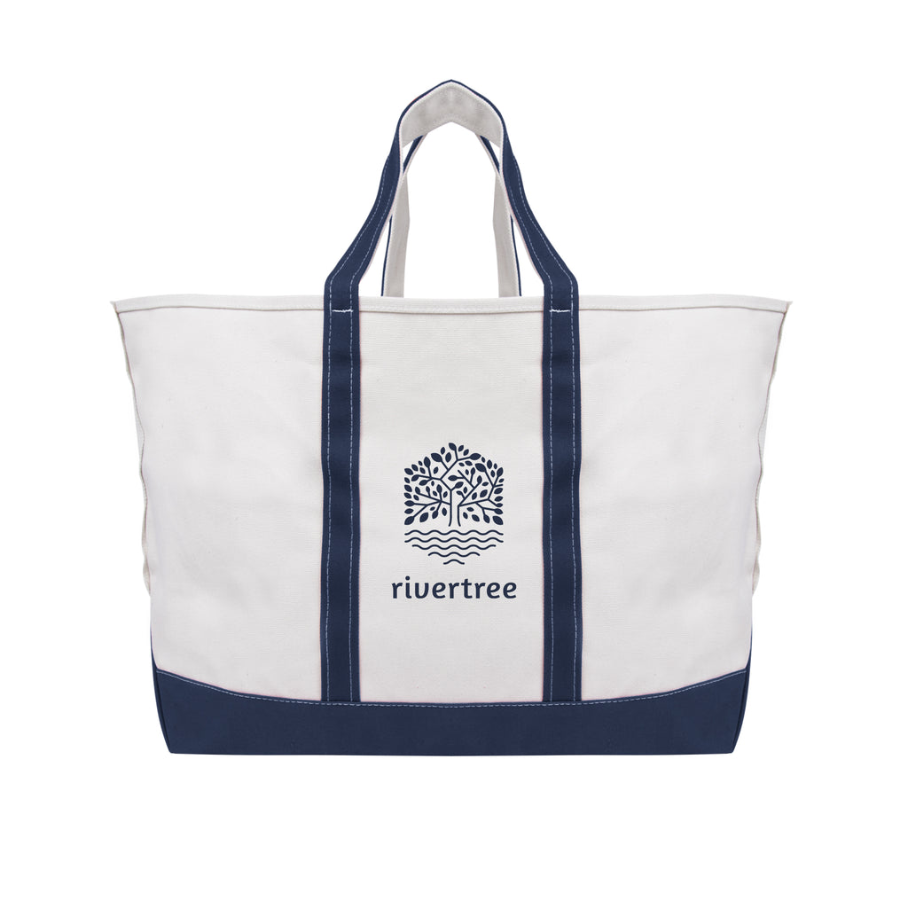 Madelyn Cotton Canvas Tote Bag, 24 oz - Navy - Silk Screen