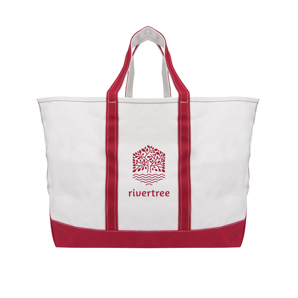 Madelyn Cotton Canvas Tote Bag, 24 oz - Red - Silk Screen
