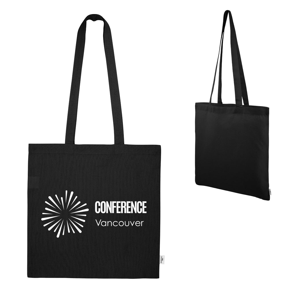 Maeve Recycled Cotton Tote Bag, 8 oz - Black - Silk Screen