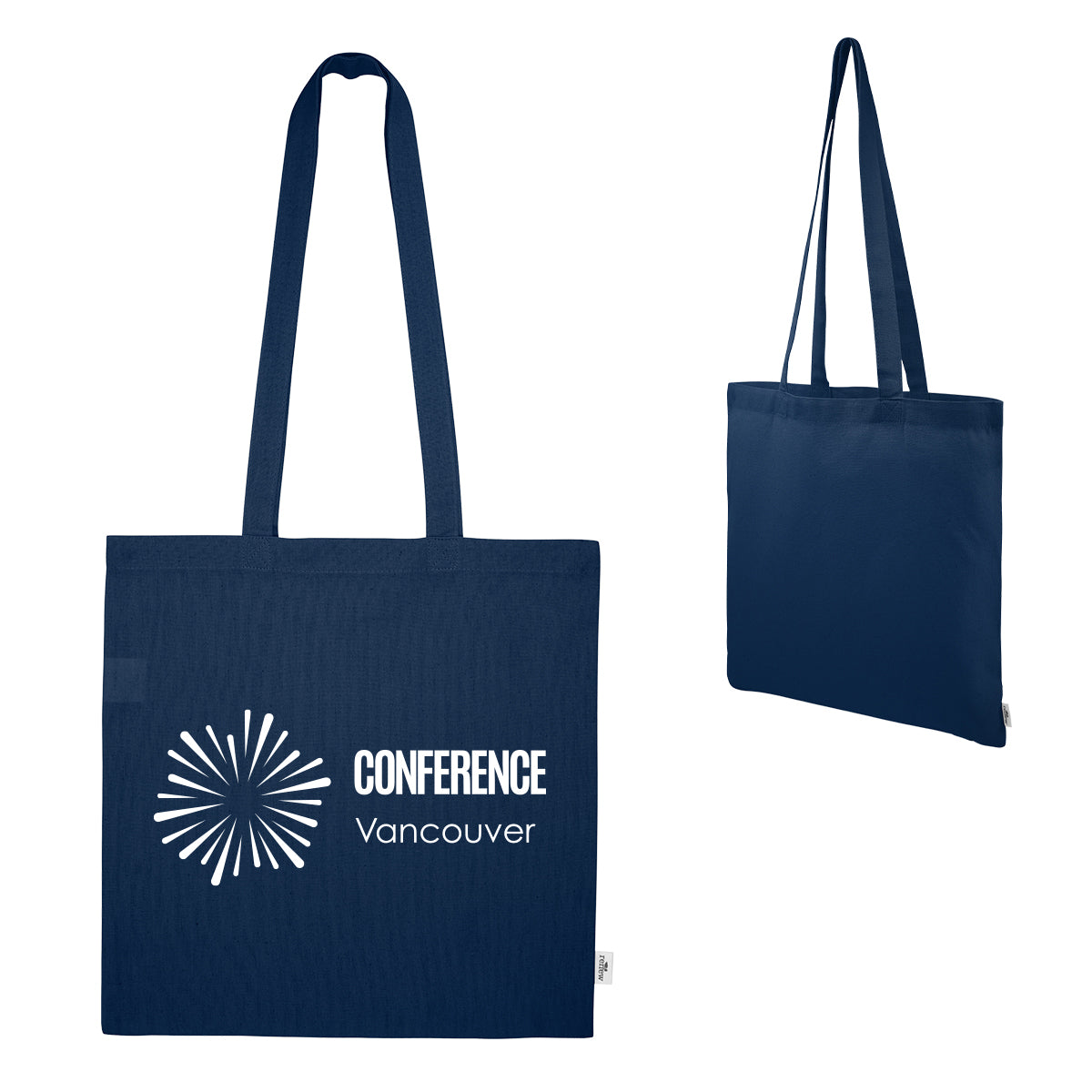 Maeve Recycled Cotton Tote Bag, 8 oz - Navy - Silk Screen