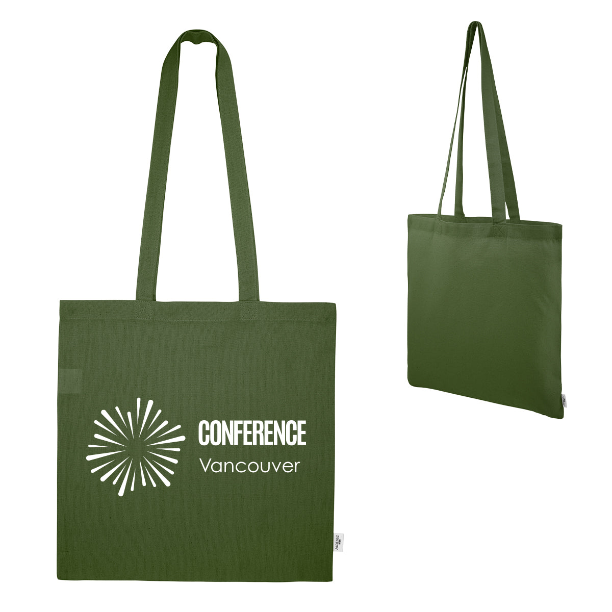 Maeve Recycled Cotton Tote Bag, 8 oz - Olive - Silk Screen