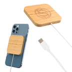 Mag Max Bamboo Magnetic Wireless Charger - Bamboo - Laser Engraving