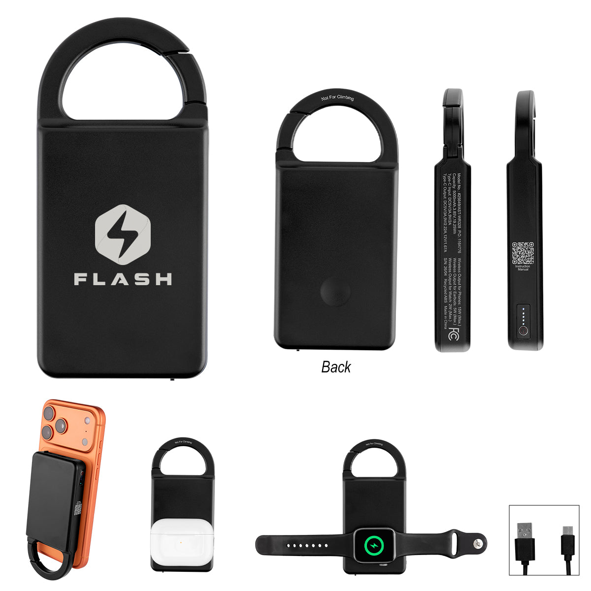 Mag Max Carabiner Multi-Charger, 5,000 mAh - Silk Screen
