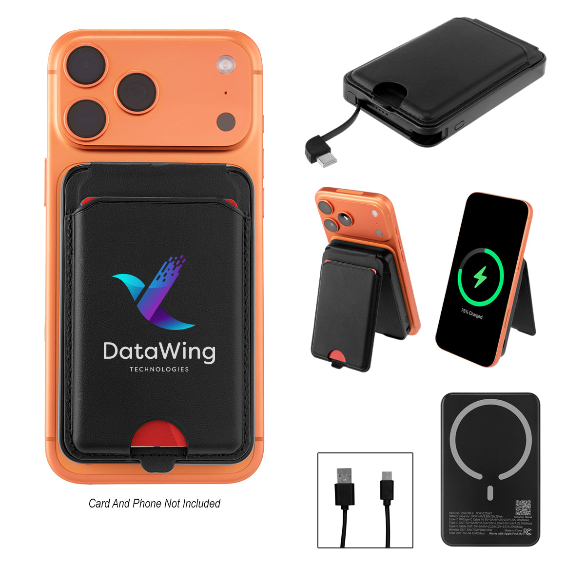 Mag Max Charger and Card Wallet, 5,000 mAh - Full Color