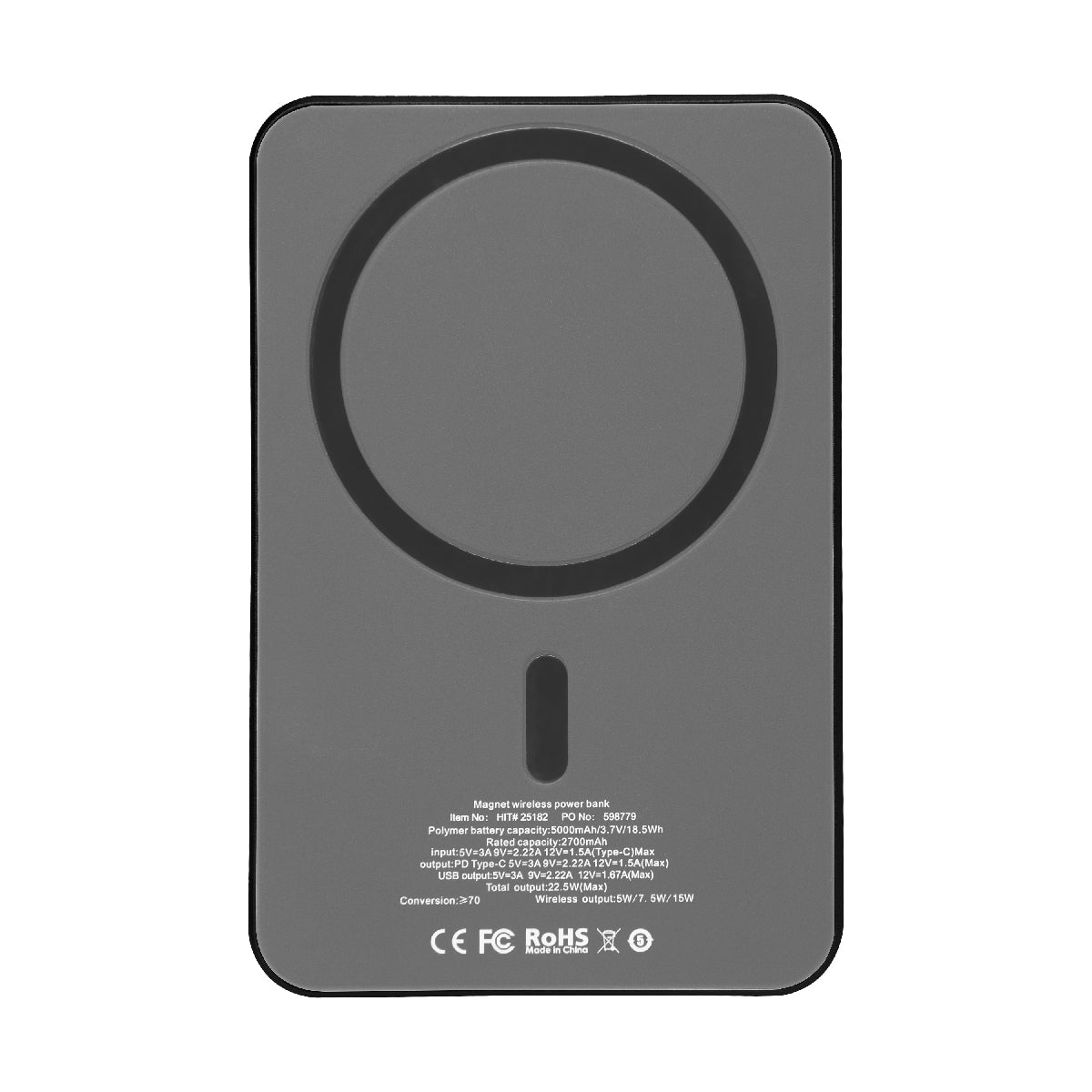 Mag Max Magnetic Power Bank, 15W - Black - Back