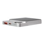 Mag Max Magnetic Power Bank, 15W - Silver - Ports