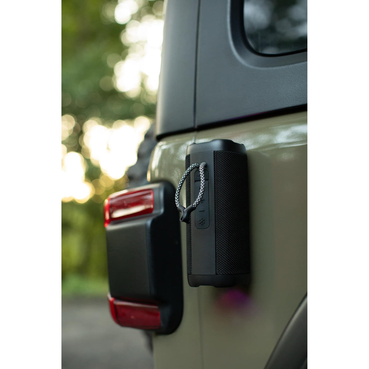 MagKnit Magnetic Speaker with Party Lights - Black - Propped 3