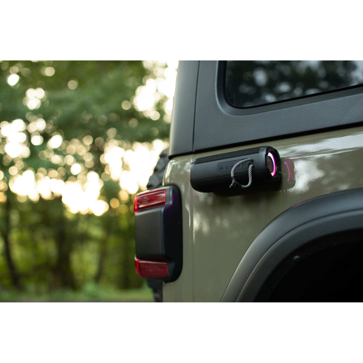 MagKnit Magnetic Speaker with Party Lights - Black - Propped 4