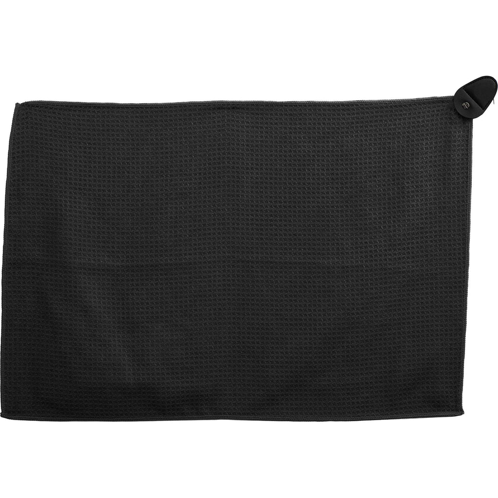 Magnetic Golf Towel in Recycled Waffle Polyester - Black - Back