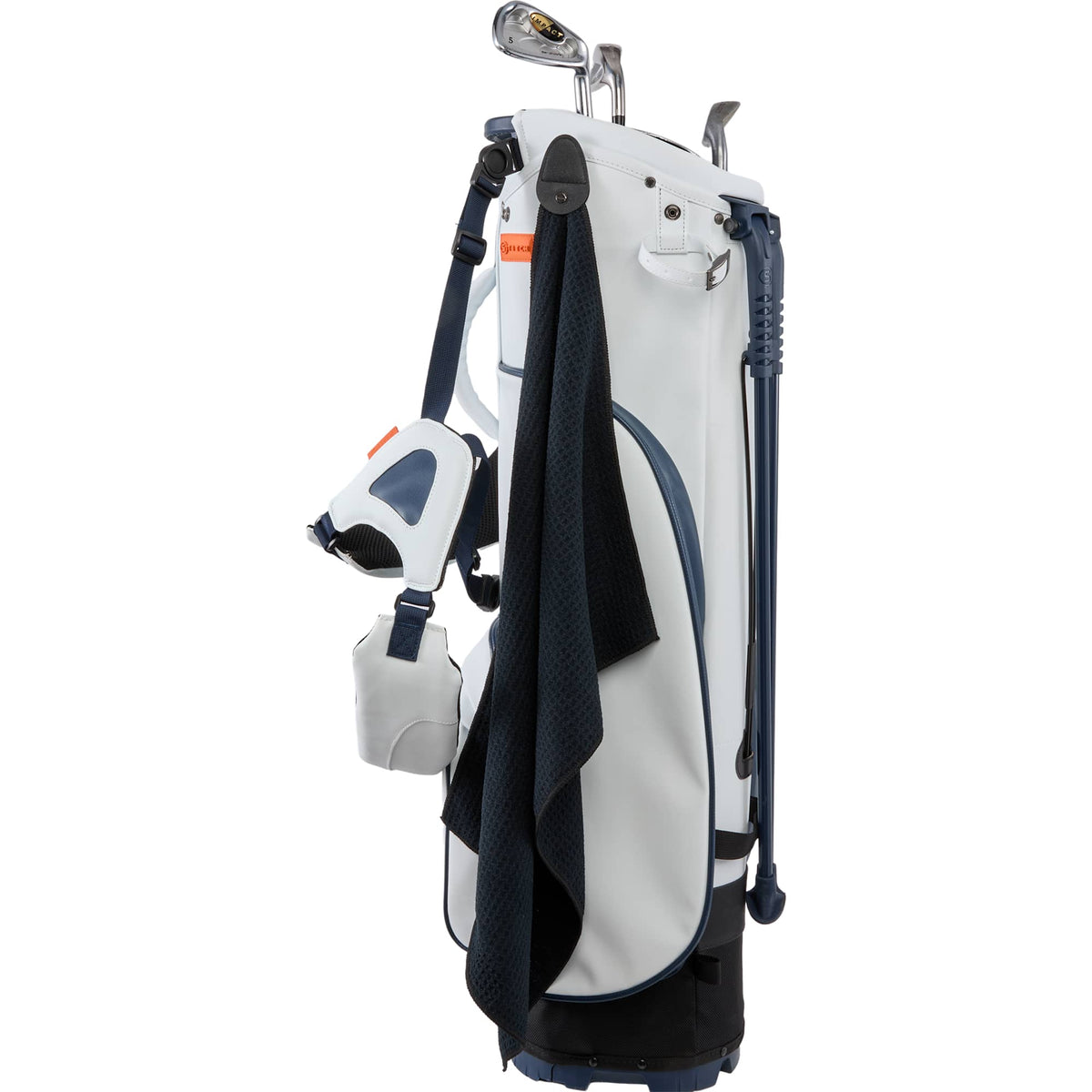 Magnetic Golf Towel in Recycled Waffle Polyester Transfer - Black - Propped