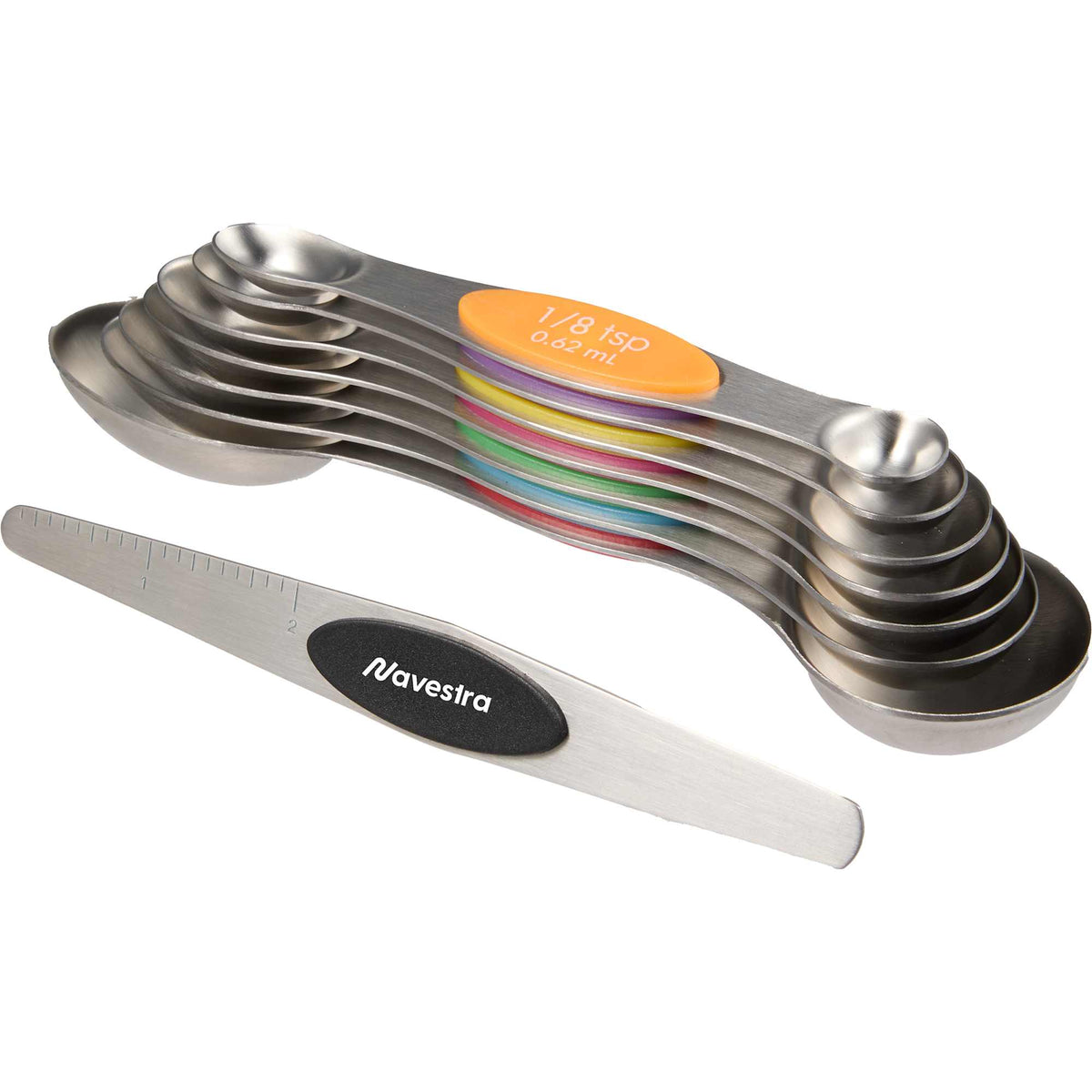 Magnetic Measuring Spoon Set, 8 Pieces - Steel - Front 2