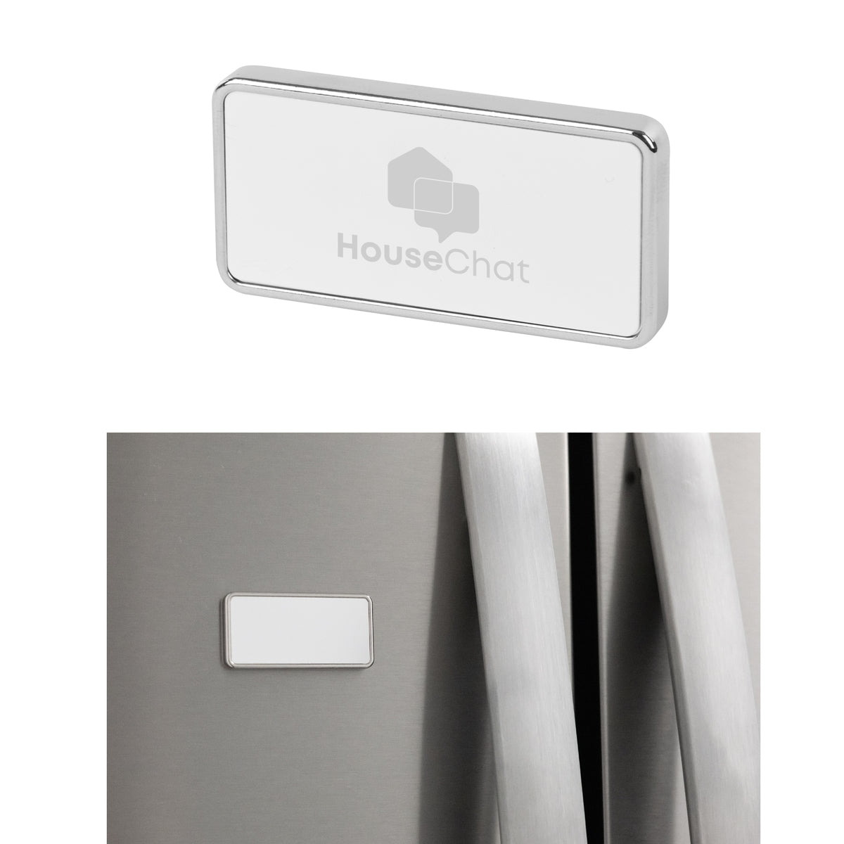 Magnetic Photo Holder, Two Piece Full Color - Silver with White - Laser Engraving