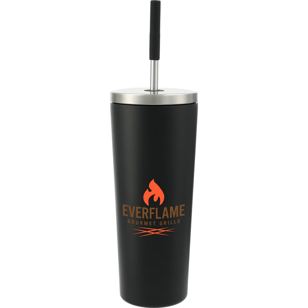 Maia Copper Insulated Tumbler with Two Lids, 24 oz Full Color - Black - Front