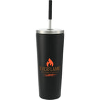 Maia Copper Insulated Tumbler with Two Lids, 24 oz Full Color - Black - Front