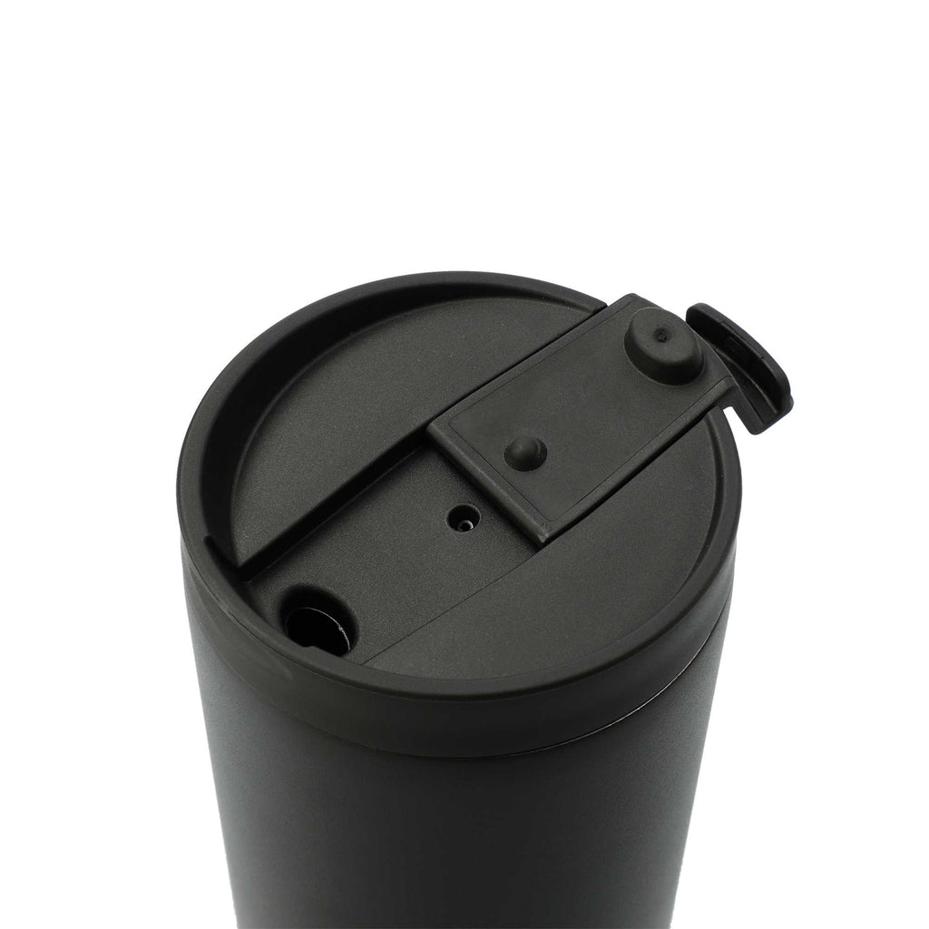 Maia Copper Insulated Tumbler with Two Lids, 24 oz Full Color - Black - Left Angle