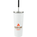 Maia Copper Insulated Tumbler with Two Lids, 24 oz Full Color - White - Front 2