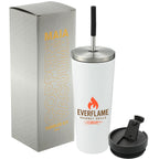 Maia Copper Insulated Tumbler with Two Lids, 24 oz Full Color - White - Front 3