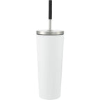 Maia Copper Insulated Tumbler with Two Lids, 24 oz Laser Engraving - White - Front 2