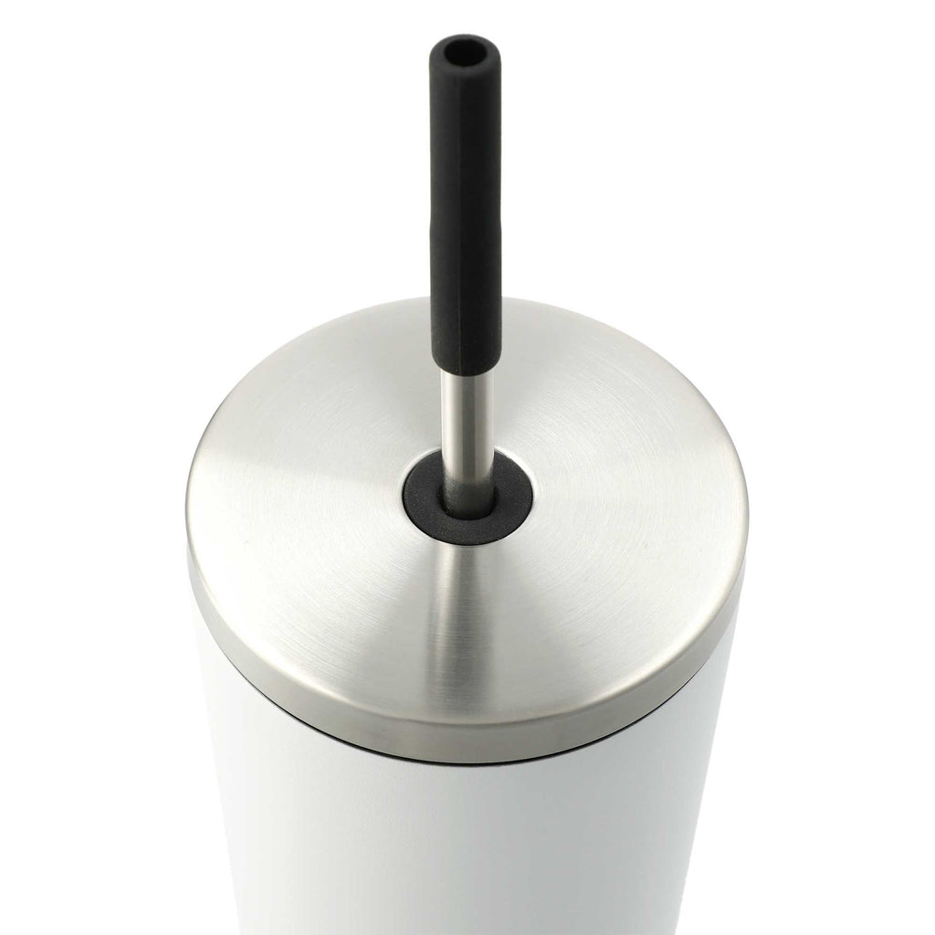 Maia Copper Insulated Tumbler with Two Lids, 24 oz - White - Left Angle 2