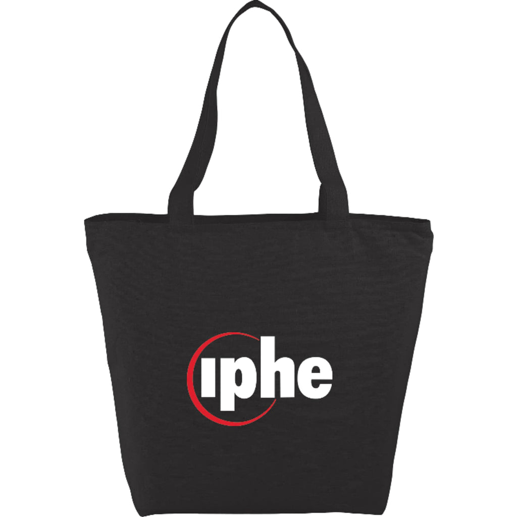Maine Zippered Cotton Canvas Tote, 8 oz Embroidery - Black - Photo 3