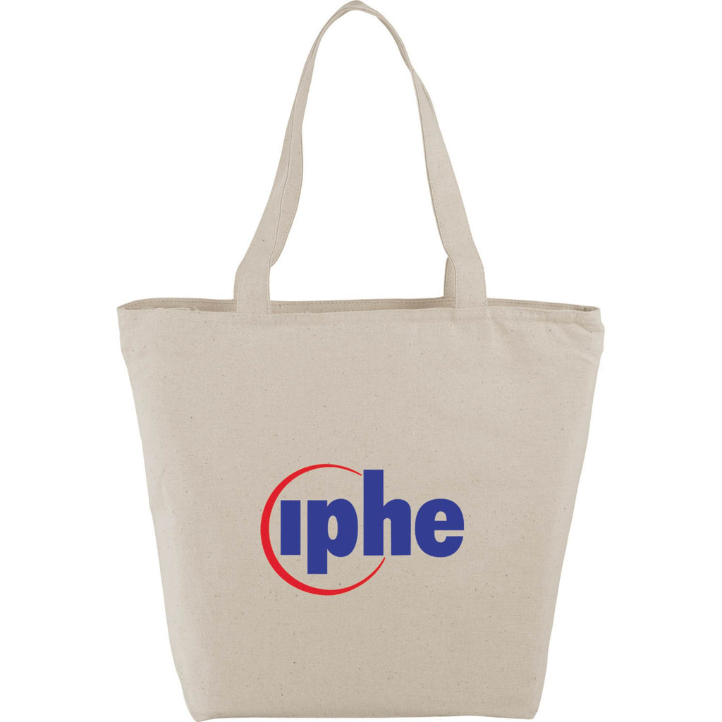 Maine Zippered Cotton Canvas Tote, 8 oz Embroidery - Natural - Photo 3