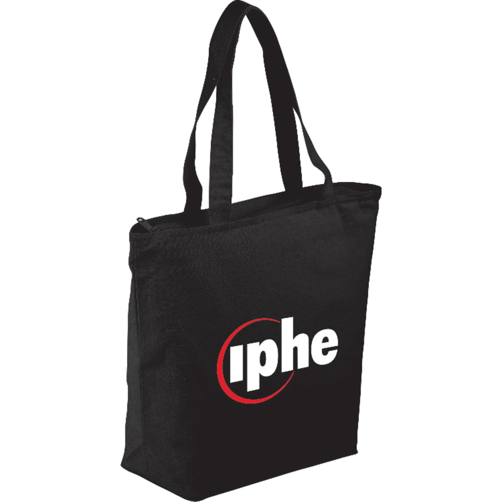 Maine Zippered Cotton Canvas Tote, 8 oz Full Color - Black - Photo