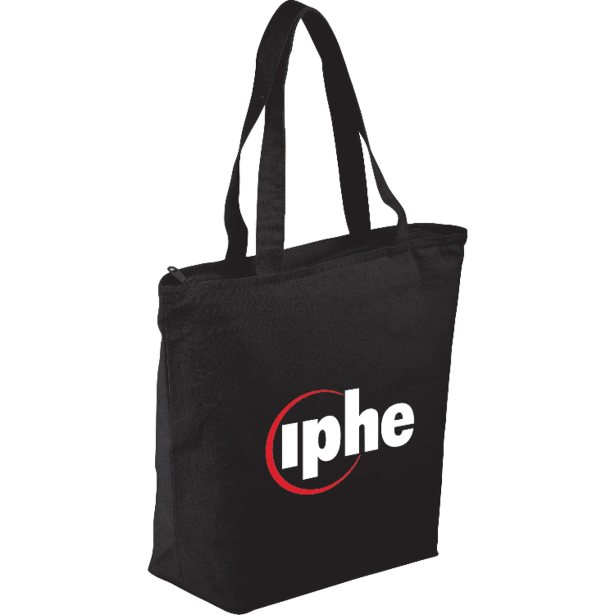 Maine Zippered Cotton Canvas Tote, 8 oz Full Color - Black - Photo