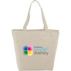 Maine Zippered Cotton Canvas Tote, 8 oz Full Color - Natural - Front