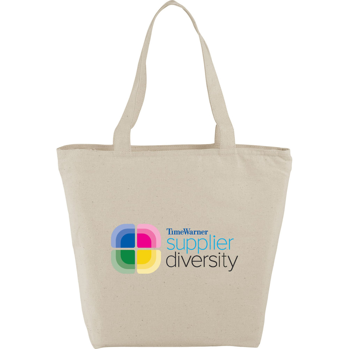 Maine Zippered Cotton Canvas Tote, 8 oz Full Color - Natural - Front