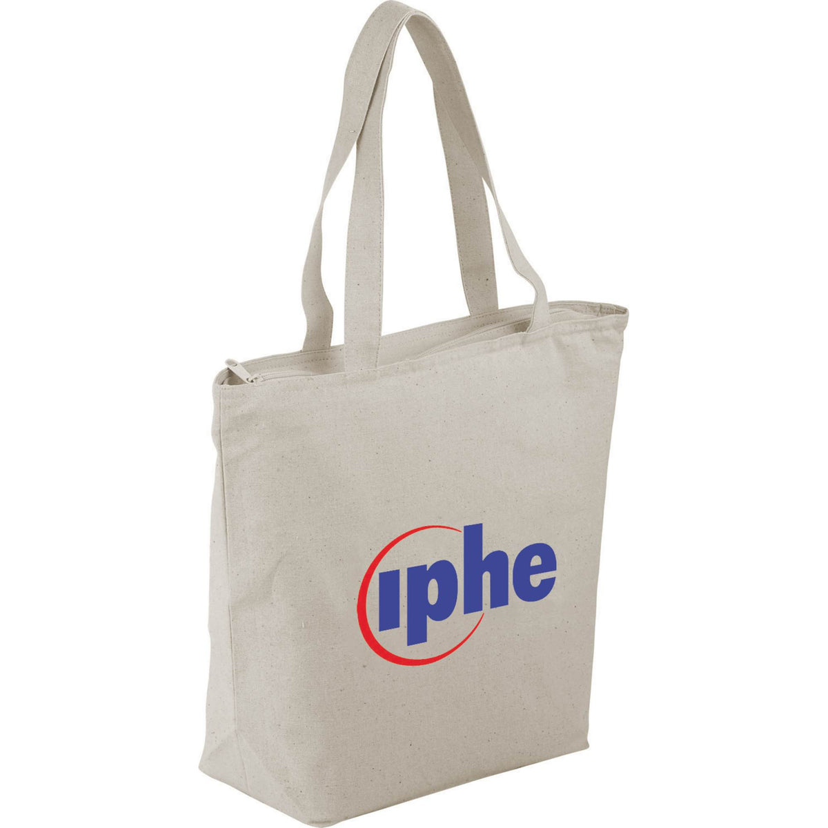 Maine Zippered Cotton Canvas Tote, 8 oz Full Color - Natural - Photo
