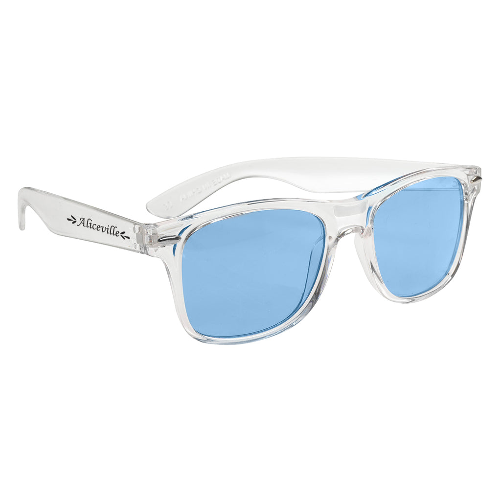 Malibu Sunglasses, Crystalline - Clear with Blue - Silk Screen