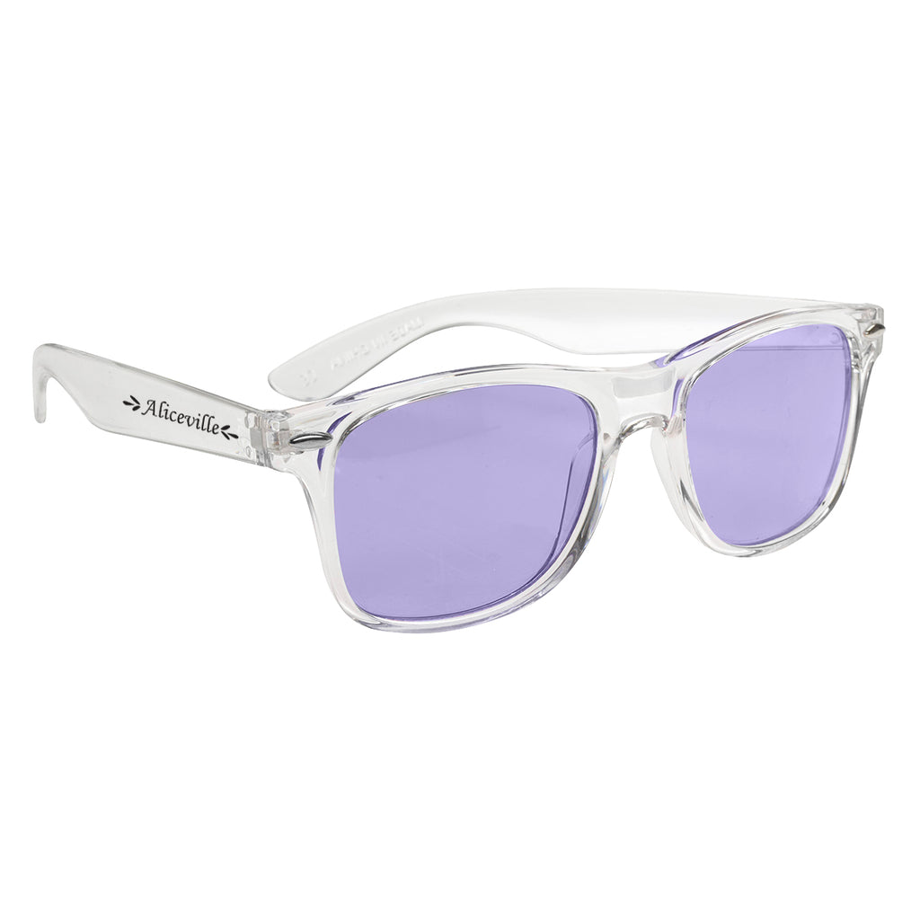 Malibu Sunglasses, Crystalline - Clear With Purple - Silk Screen