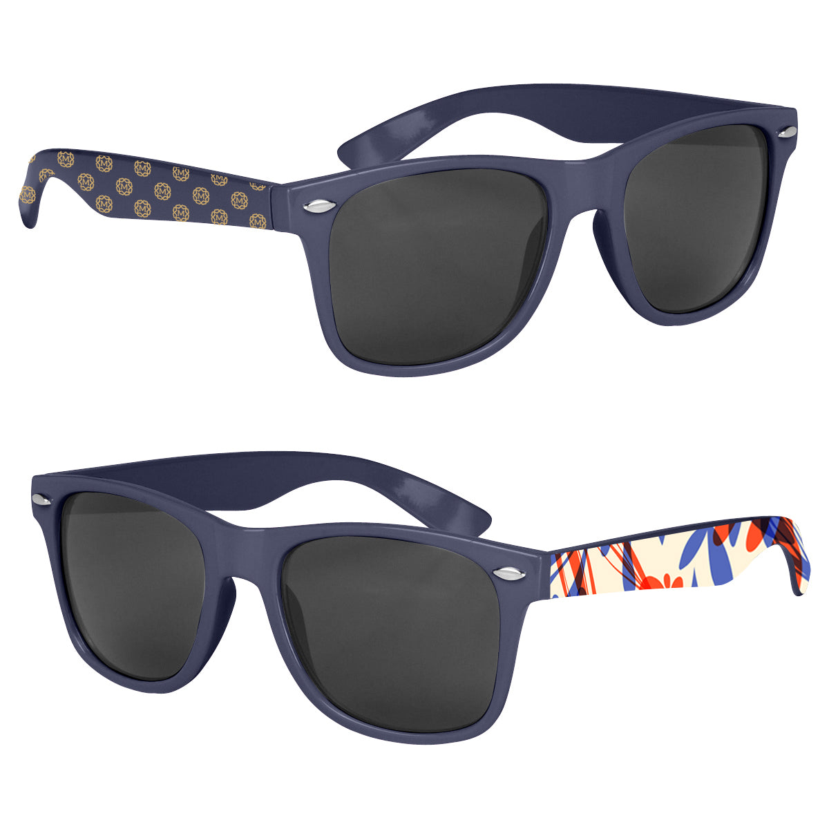 Malibu Sunglasses in Full Color - Navy - Printed