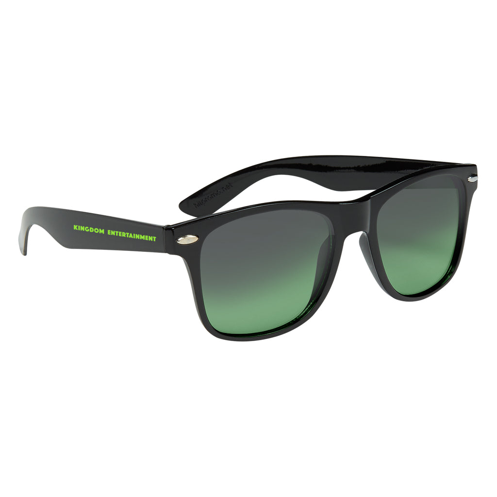 Malibu Sunglasses in Ocean Gradient - Black With Green - Silk Screen