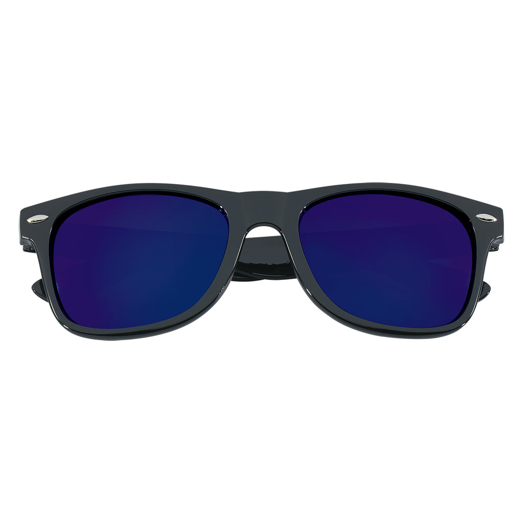 Malibu Sunglasses, Mirrored - Black with Blue - Front