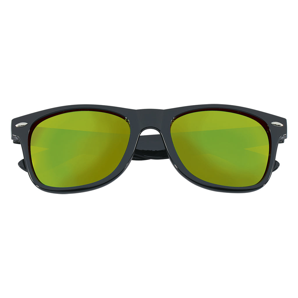 Malibu Sunglasses, Mirrored - Black With Yellow - Front