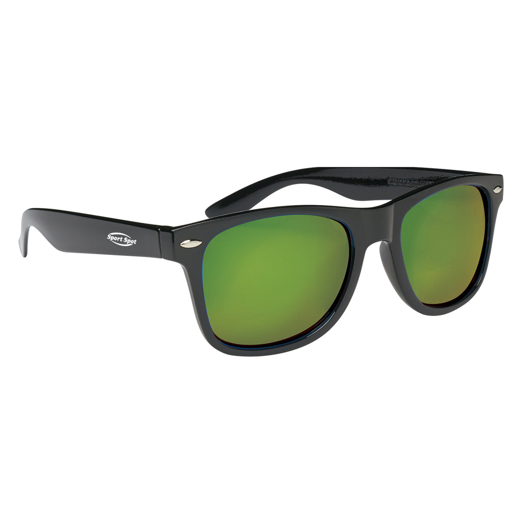 Malibu Sunglasses, Mirrored - Black With Yellow - Silk Screen