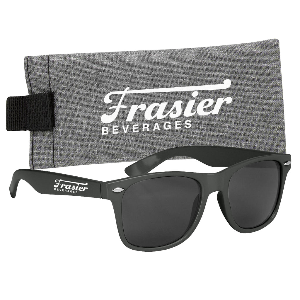 Malibu Sunglasses with a Heathered Pouch - Black - Silk Screen
