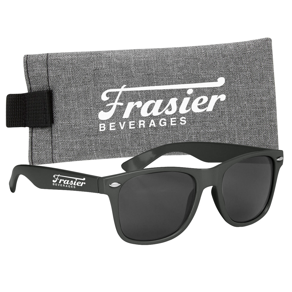 Malibu Sunglasses with a Heathered Pouch - Black - Silk Screen