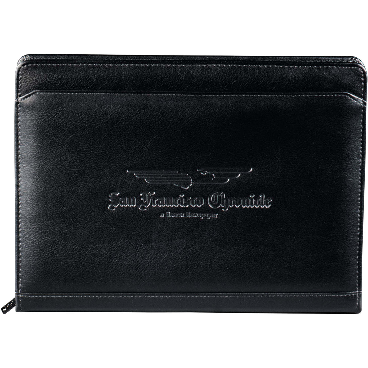 Manchester Zippered Padfolio with Solar Calculator - Black - Front