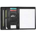 Manchester Zippered Padfolio with Solar Calculator Debossing - Black - Front 2