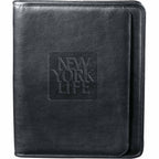 Manhattan Pebble Grain Leather Zippered Padfolio Debossing - Black - Front